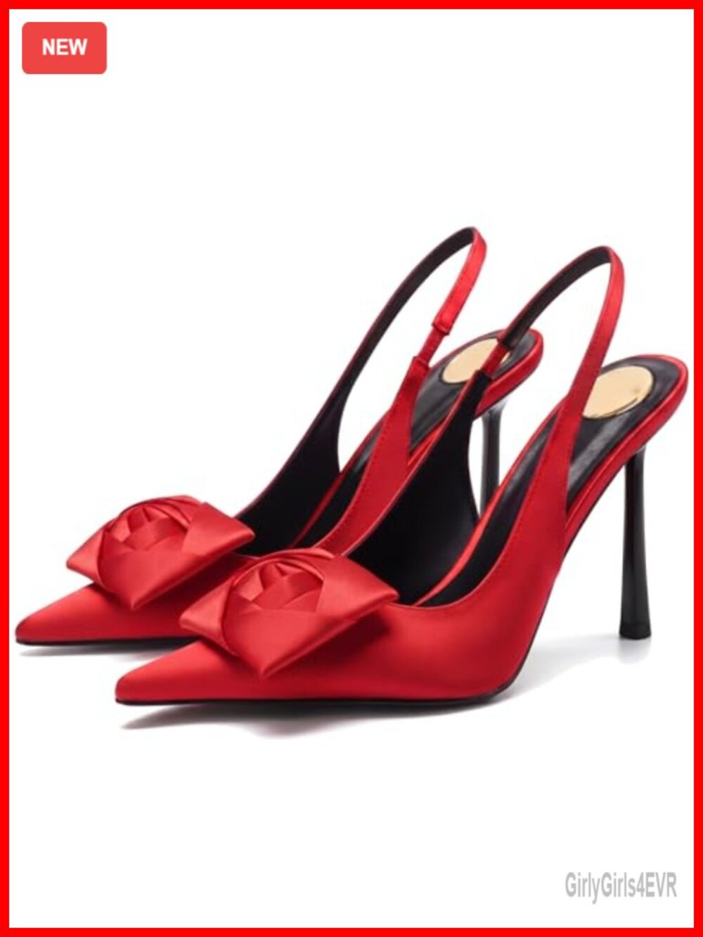 Rogerdream Satin Floral Pointed Toe Stiletto Slingback Pumps Heels